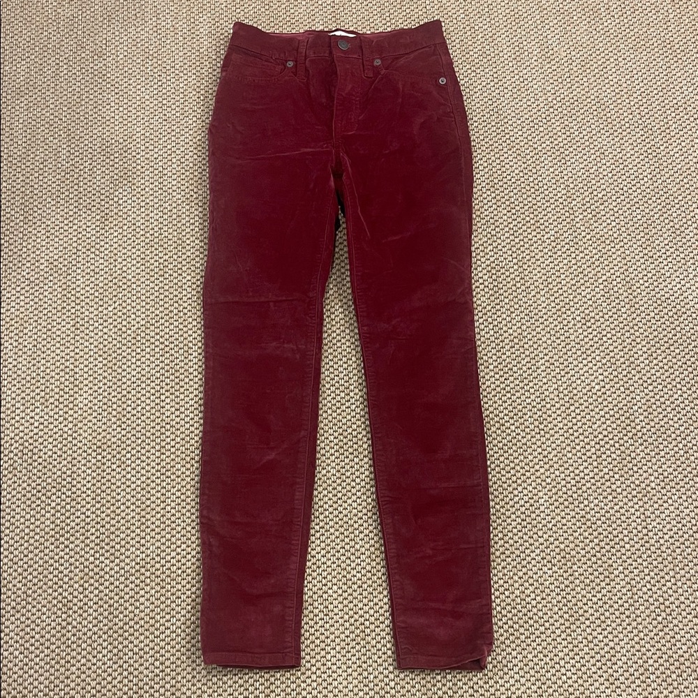 Madewell Burgundy Corduroy Velvet Pants High Rise Skinny Denim